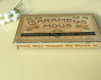 Rare Caramels tin - candy box from the early 20th century - Leiden Holland - Pel brothers - Paris & London awards
