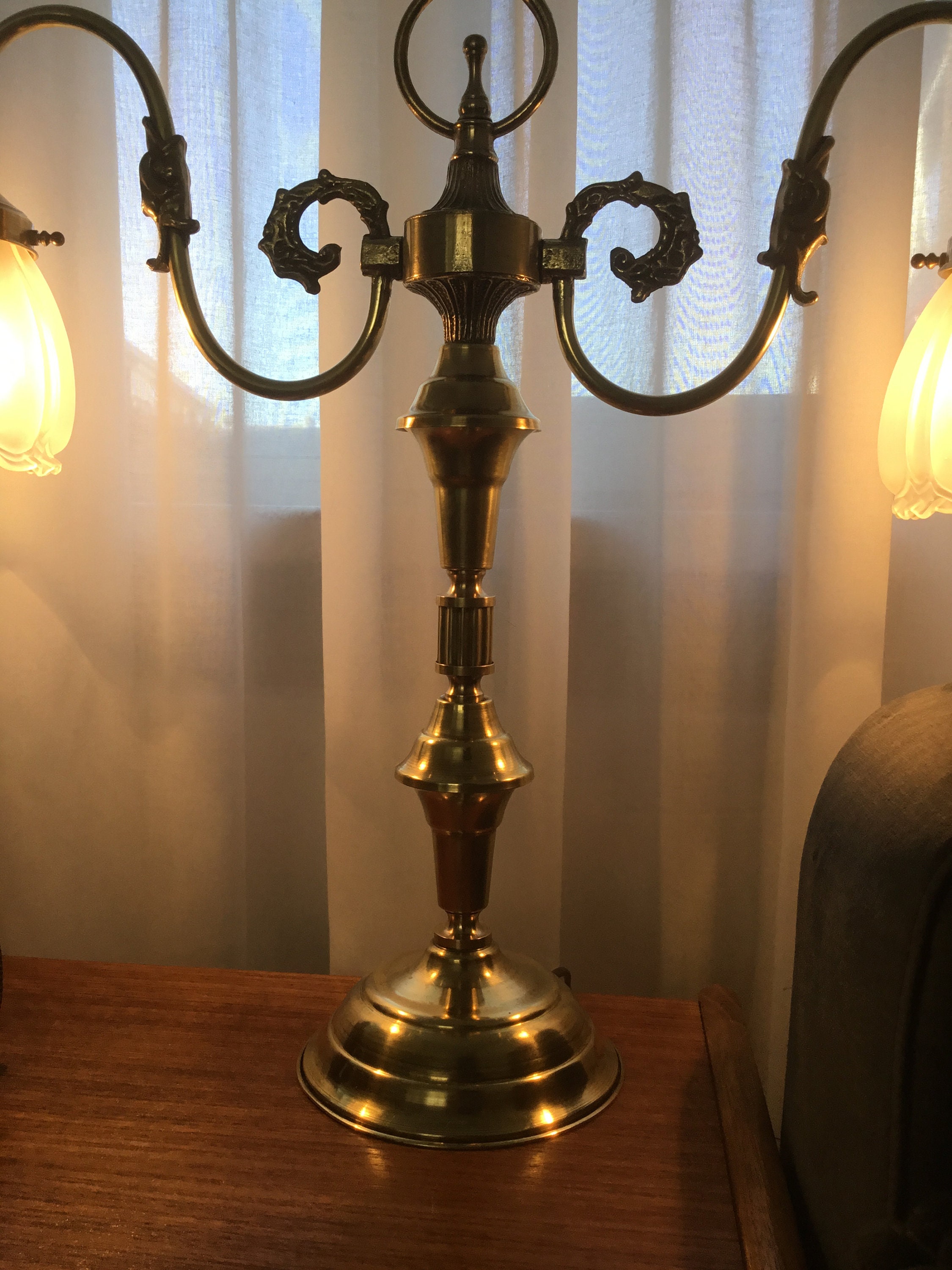 Antique French Table Lamp Ca. 1930s yellow copper lamp base Etsy