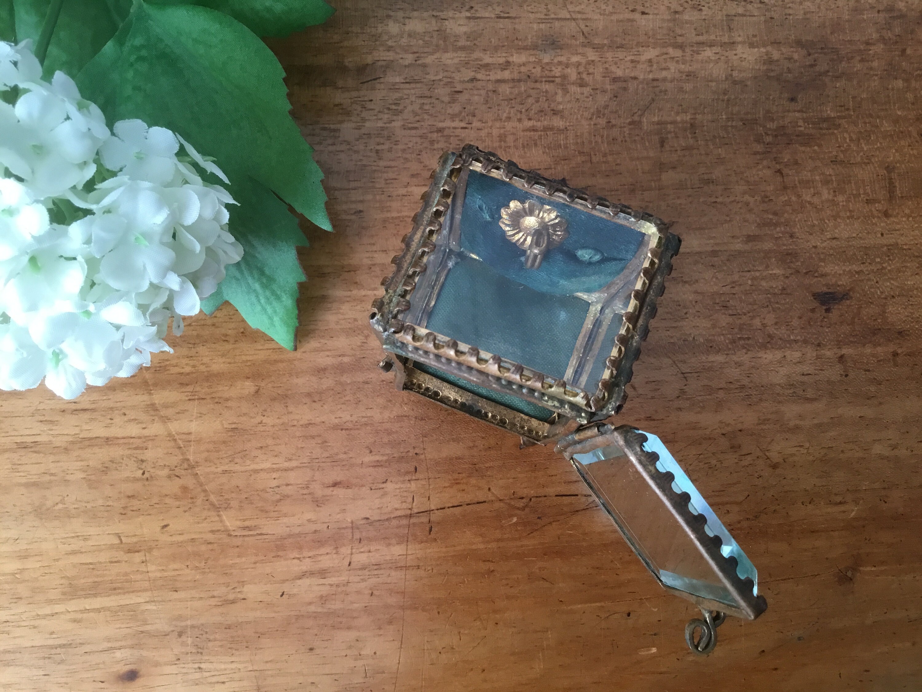 French Pocket Watch Case With Facet Cut Diamond Gilded Metal Etsy