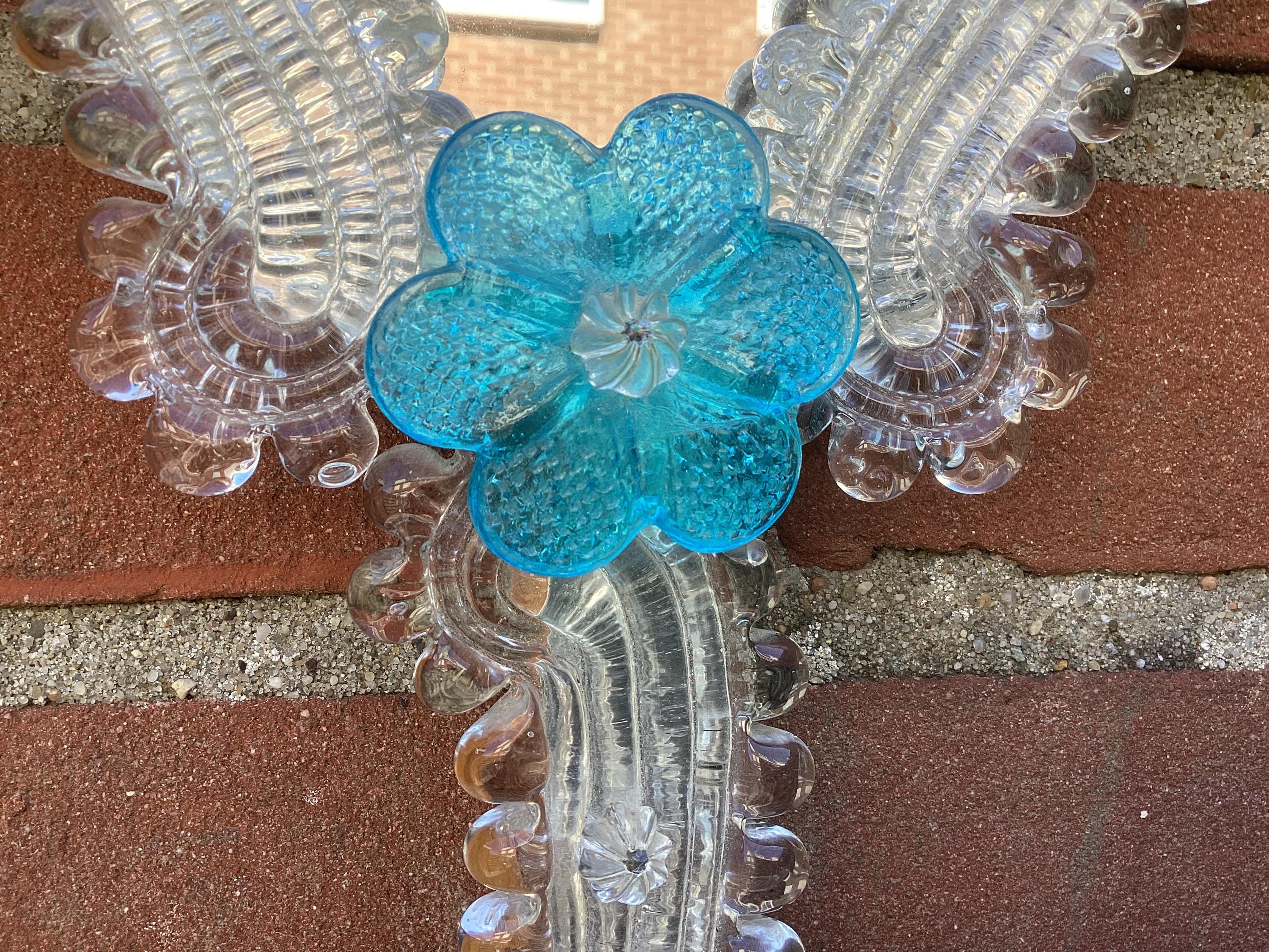 Venetian Murano Hand Mirror - Vintage Hand / Wall Mirror - Glass