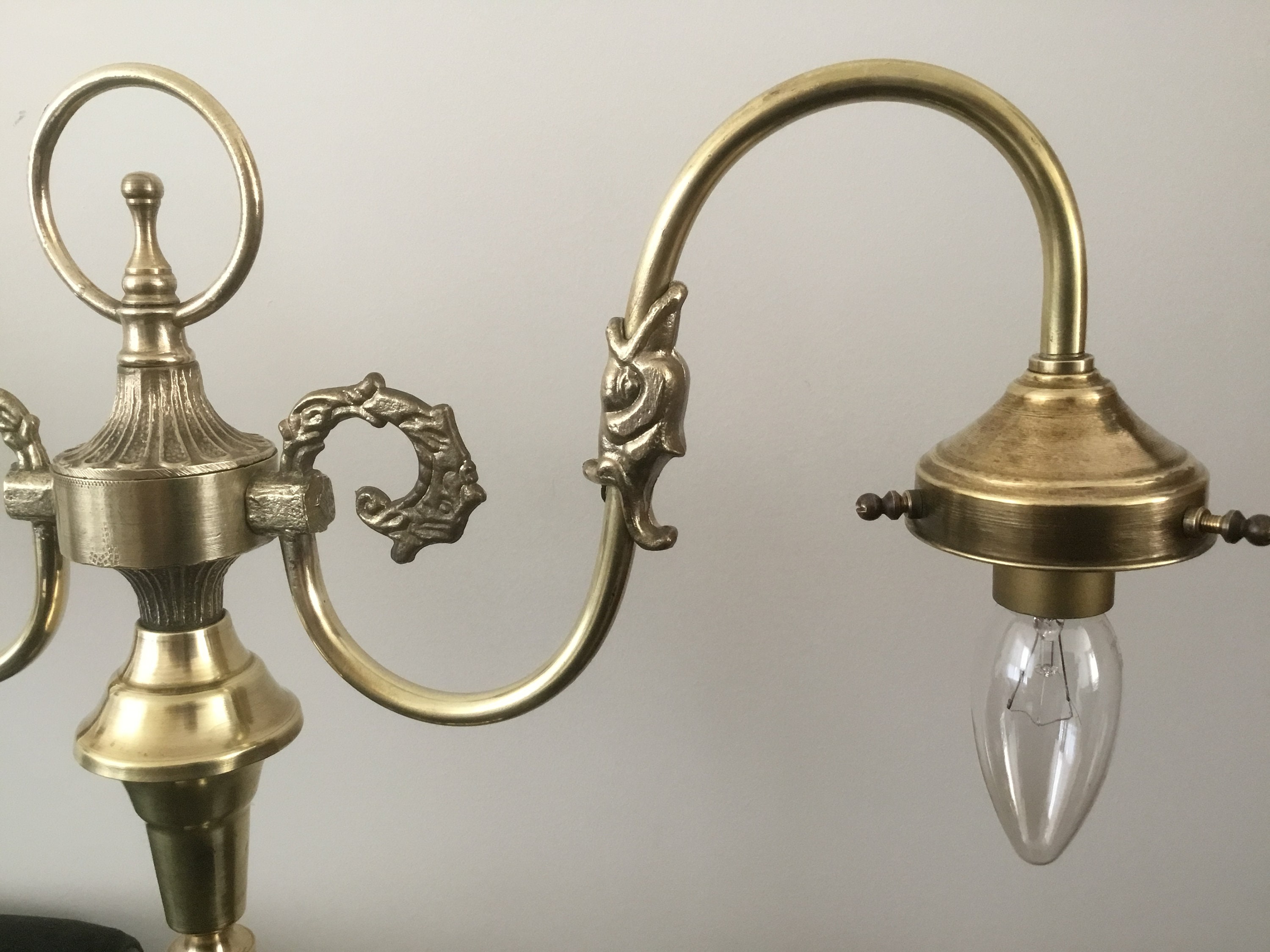 Antique French Table Lamp Ca. 1930s yellow copper lamp base Etsy