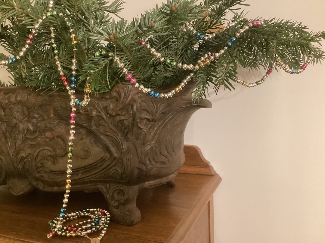 Antique Glass Christmas Tree Garland in Beautiful Old Colors Glass