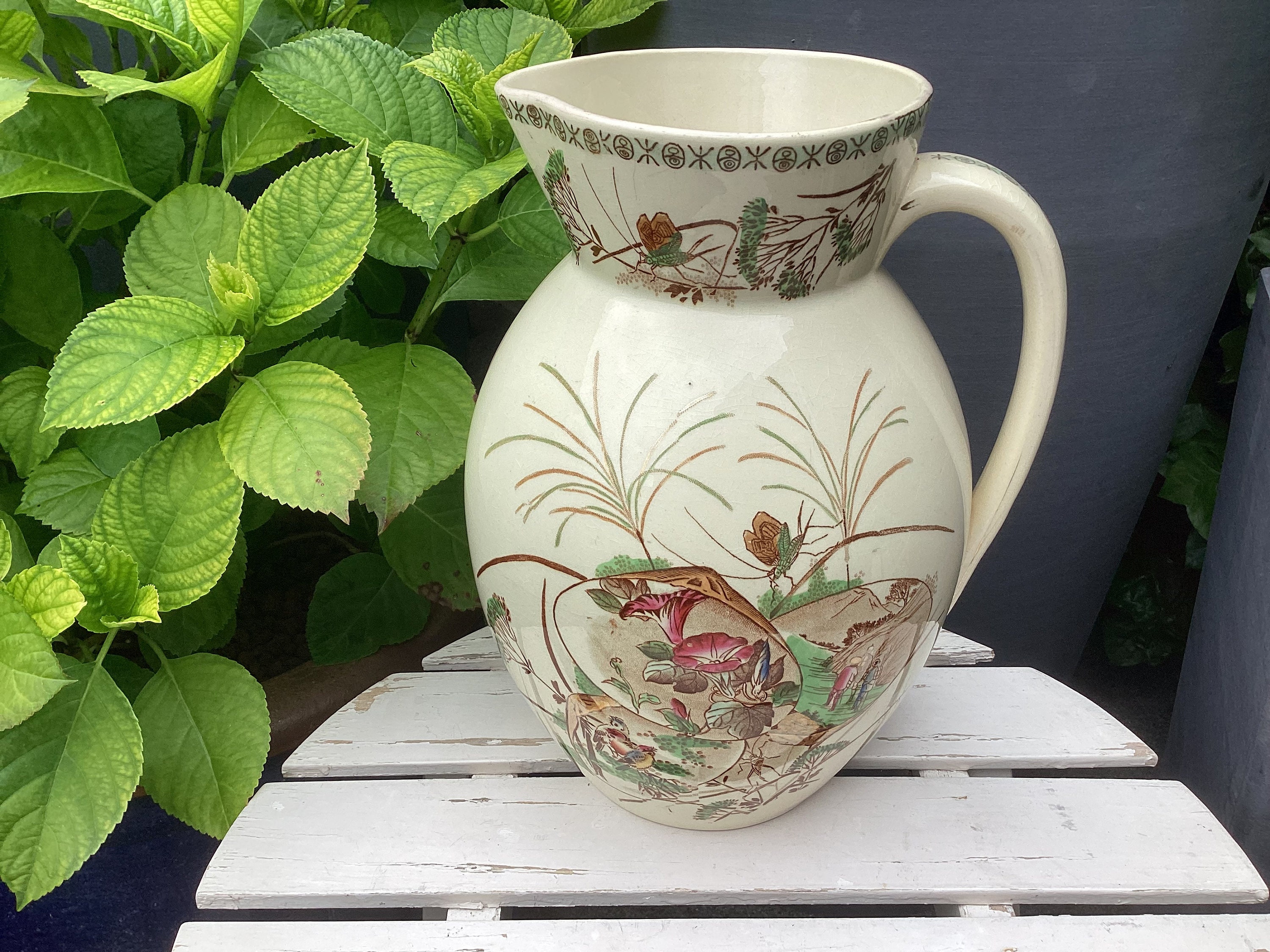 6 Assiettes En Faïence Belge BFK Boch Frères Keramis - Diamètre 23,5 Cm - Motif Moscou Rose Fleurs