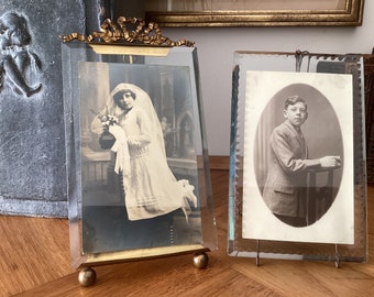 Old French glass ribbon frame.