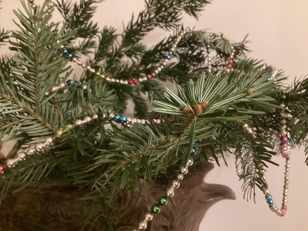 Antique Glass Christmas Tree Garland in Beautiful Old Colors Glass