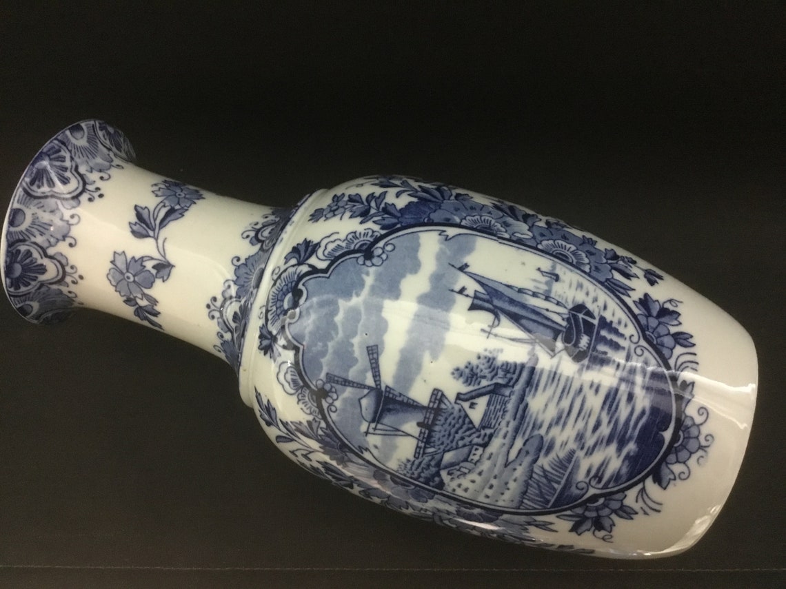 Vieux Vase Delft bleu paysages hollandais avec moulins à vent Etsy