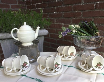 English Wedgwood Cup and Saucers Moss Rose with Roses Chic - priced per cup and saucer