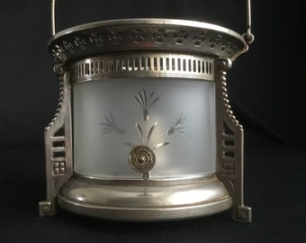 Beautiful Tealight silver-plated brass with cut flowers in round glass Ca.1920 vintage Tea party - timelessly beautiful - Art Nouveau - Art Deco