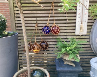 Benera Lot De 3 Boules Décoratives En Verre Avec Suspension Au Design Filet De Pêche En Sisal, Décoration Maritime