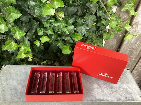 Baccarat Crystal Knife Rests - Set of 6 in Red Original Box