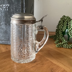 Antique crystal beer cup with engraved silver top - made and given as a gift in 1886 for a 25th anniversary