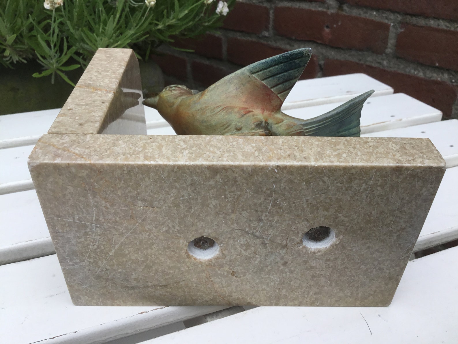 Bird Bookend Marble Metal Beautiful Showpiece Veined Beige Etsy UK