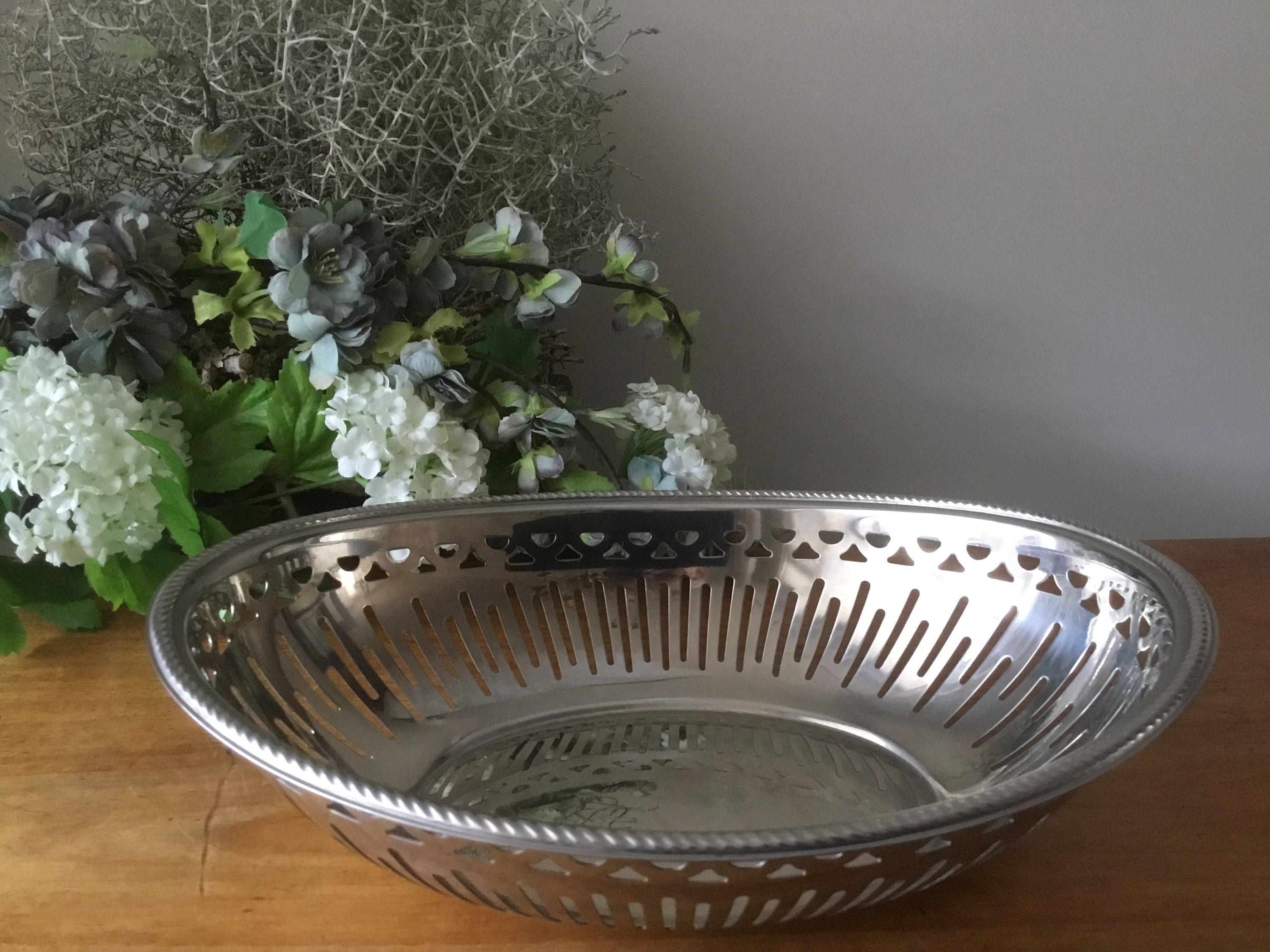 Alfra Alessi Bread Basket - Large Vintage Stainless Steel Bowl