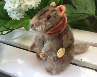 Hermann Teddy jouet antique original, vintage, objet de collection Animal en peluche M. Rat Env. 1940 - 1950