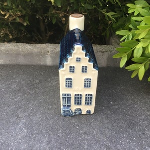 Miniature stone house from KLM Delft blue hand-painted Dutch canal house Amsterdam airline
