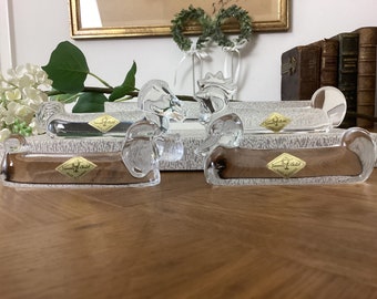 9 Anciens Porte-Couteaux Animaux en Verre Moulé - Vintage