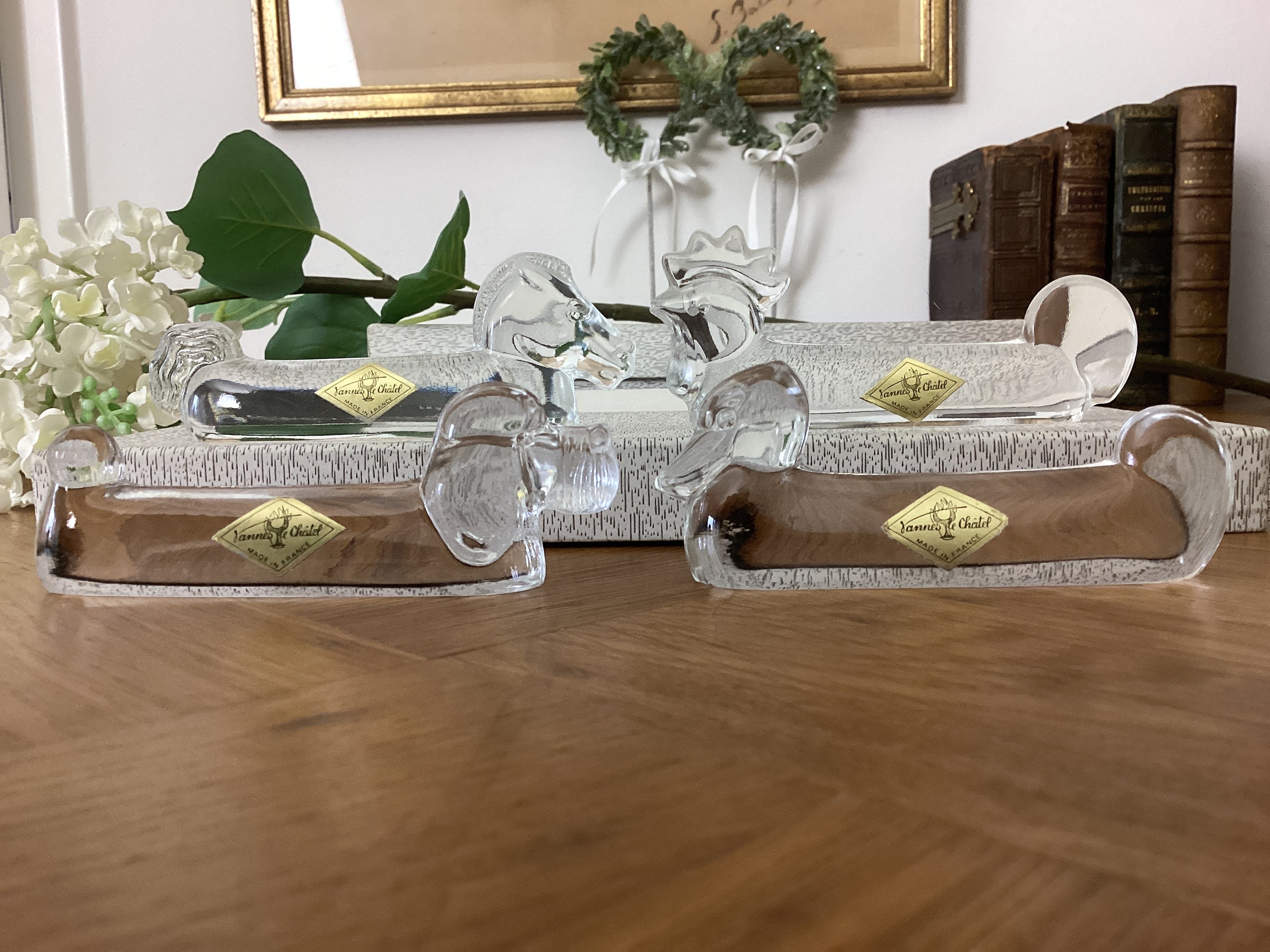 Porte-couteaux En Verre Transparent, 9 Emplacements, Motif Animaux, Occasion