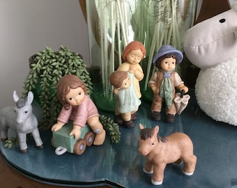 Limpke von Nina Marco bei Goebel - süße Kinderfiguren in fröhlichen Farben - Esel - Pony - Porzellanfiguren ca. 1990