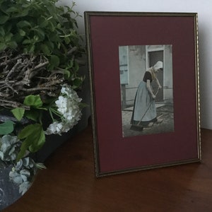 Large Vintage Photo Frame - Gold colored - yellow copper Photo frame with worked edges - a beautiful gift for your Loved One - made Ca.1965