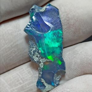 A One Quality Top Opal Gemstone, Multi Fire Dyed Rough, Raw Opal For Jewelry, Size:- 32 x 14 x 4.50 MM. Best Ethiopian Opal Rough. 9.00 CT