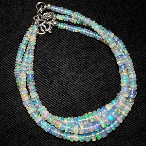 Sterling Silver Ethiopian Opal Bracelet: Rondelle Beads, Minimalist Style