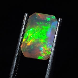 AAA Ethiopian Fire Opal: Vintage Rectangle Faceted Gemstone, 1.35 CT