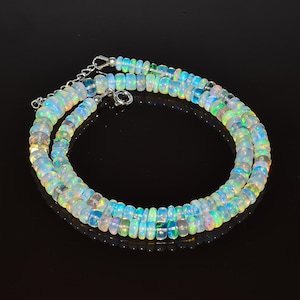 Ethiopian Opal Beaded Necklace: AAA+ Fire Opal Rondelle Beads