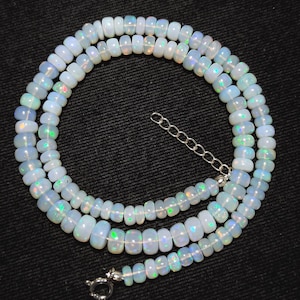 Ethiopian Opal Beaded Necklace: Sterling Silver Rondelle