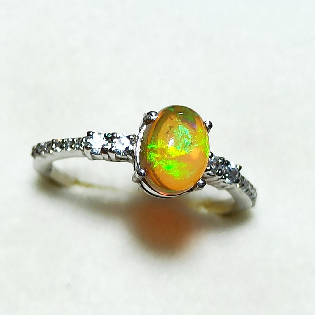 Best Opal Rings Mind-blowing Opal Ring in Sterling Silver, Top Opal Ring, Dainty ...