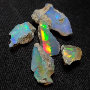 AAA+ Grade Natural Ethiopian Opal Rough Lot, Welo Fire Opal Raw, Opal Rough Size:- 16 To 23 MM Dry Opal Gemstone Raw For Jewelry. 27.50 CT
