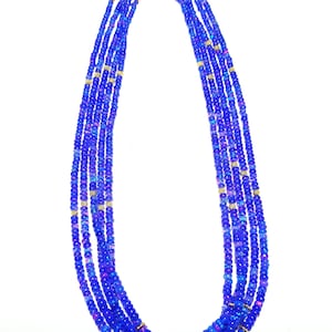 Lavender Ethiopian Opal Beaded Necklace: Rondelle Gemstone, 3-5mm