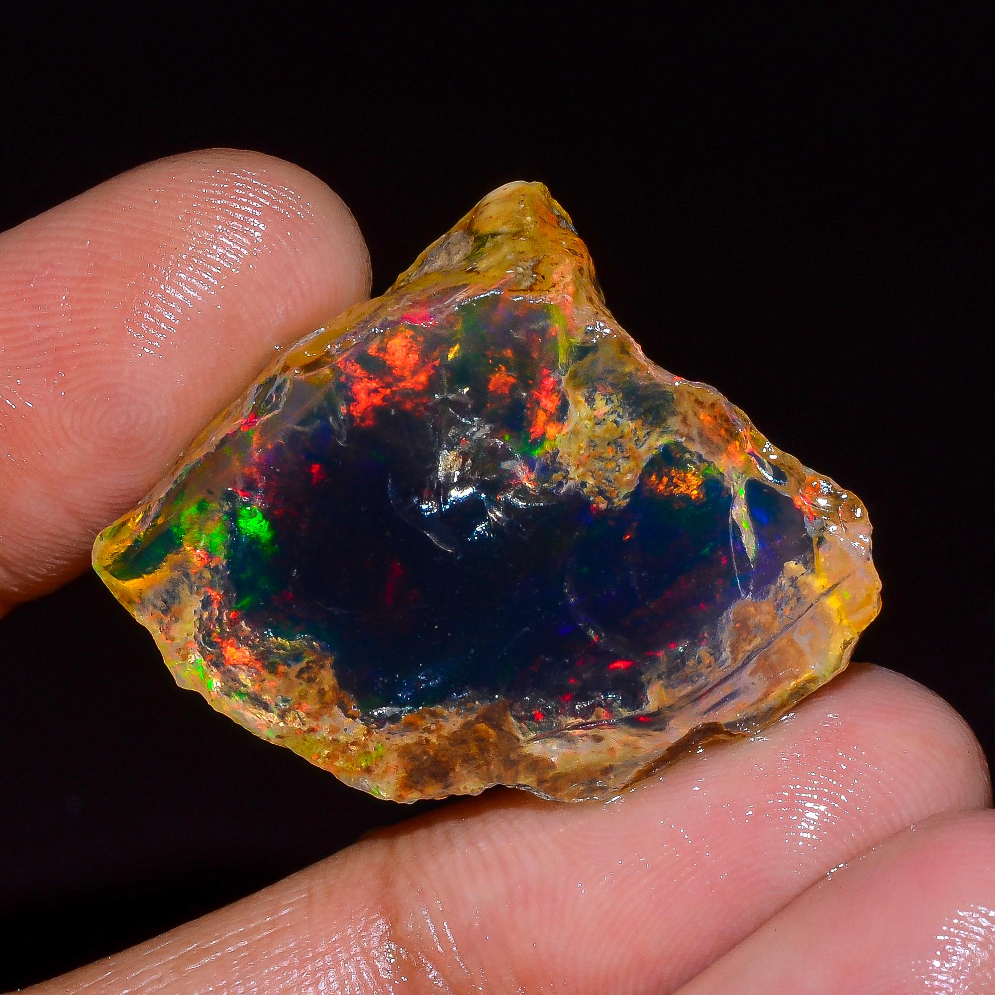 30CT】 エチオピア オパール 原石 青 緑 鉱物標本 ウェロ産