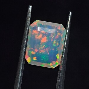 Rectangle Ethiopian Opal Gemstone: AAA+ Faceted Opal, 1.20 CT