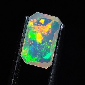 AAA+ Ethiopian Opal: Vintage Fire Opal Faceted Rectangle, 1.15 CT