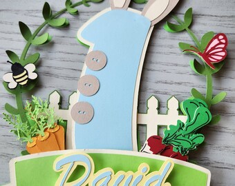 Personalized Bunny First Birthday Cake Topper: Easter Decor