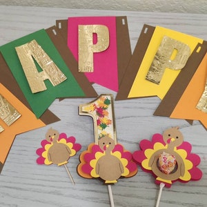 Turkey Birthday Banner - Thanksgiving Birthday Banner, Little Turkey Banner, Turkey First Birthday Banner, Personalized, Shaker, Fall banner