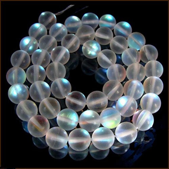 Natural Genuine AAA Grade Blue Rainbow Moonstone Round Beads For Jewelry Making 