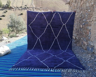 Custom Beni Ourain Rug: Handcrafted Moroccan Wool Rug, Blue & White