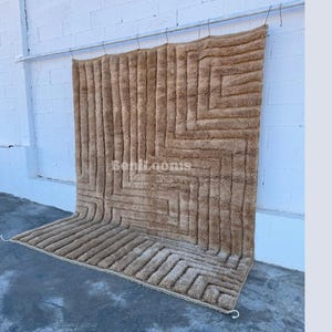 Berber Moroccan Rug — Camel Brown Handmade Wool Rug, Modern Beni Ourain Rugs, Custom Size Area Carpet