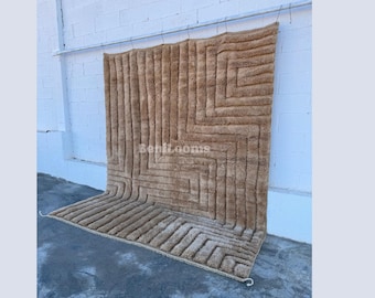 Berber Moroccan Rug — Camel Brown Handmade Wool Rug, Modern Beni Ourain Rugs, Custom Size Area Carpet