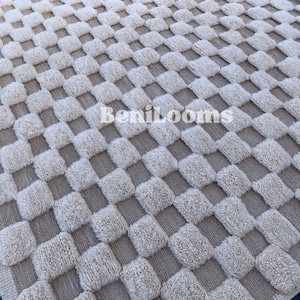 Handmade Moroccan Wool Rug: Plush Checkerboard Berber Carpet