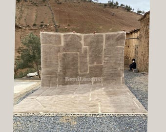 Handmade Beni Ourain Rug | Natural Beige Wool, Custom Luxury Design