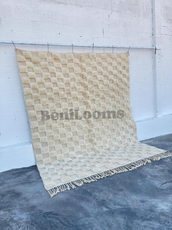 ORIGINAL MOROCCAN RUG 6x13, Vintage Wool Carpet, Handmade Beni Ourain Rug, Geometric Berber Design, One of a kind Area Rug