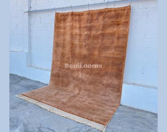 Handmade Moroccan Berber Rug – Natural Wool Solid Peach Home Decor