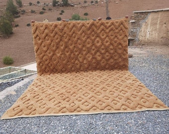 Brown Beniourain rug, Mrirt rug, Handmade rug, Beni ourain rug, Area rug, Berber rug, Morocco rug, Moroccan rug, Wool carpet, Textured rug