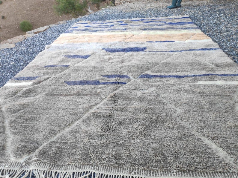 Custom Made Moroccan Rug, Grey M'rirt Rug, Highquality Wool Rug