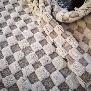 Made to order Moroccan rug, Checkered rug, White rug, Mrirt area rug, Berber rug , Azilal rug, Handmade rug, Wool rug, Beniourain rug