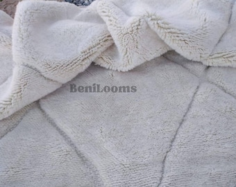 Handmade Moroccan Beni Ourain Wool Rug: Plush Diamond Shag Carpet