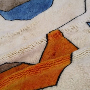 Abstract Orange Moroccan Rug: Custom Wool Mrirt Rug