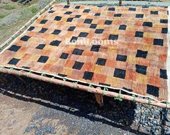 Moroccan checkered rug - Multicolor berber wool rug - Mid Century modern carpet